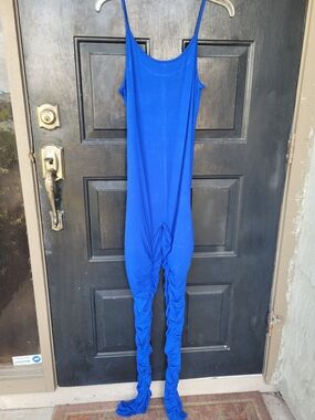 Fashion Nova Royal Blue Ruched Leg Jumpsuit